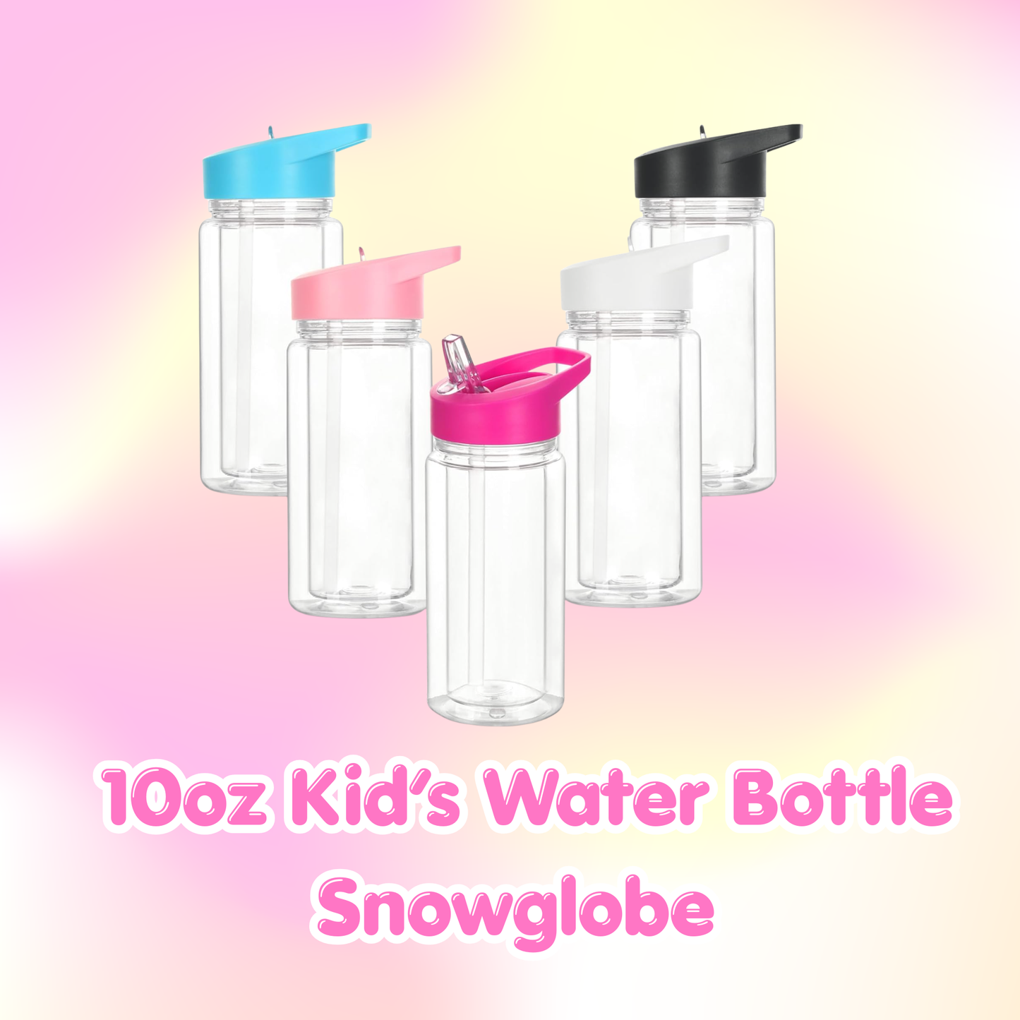 Customize Kids 10oz Water Bottle Snowglobe Plastic Tumbler