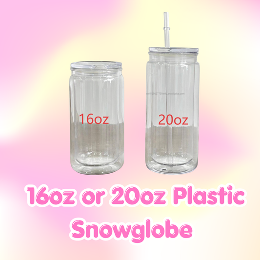 Customize 16 oz or 20 oz Snowglobe Plastic Cup