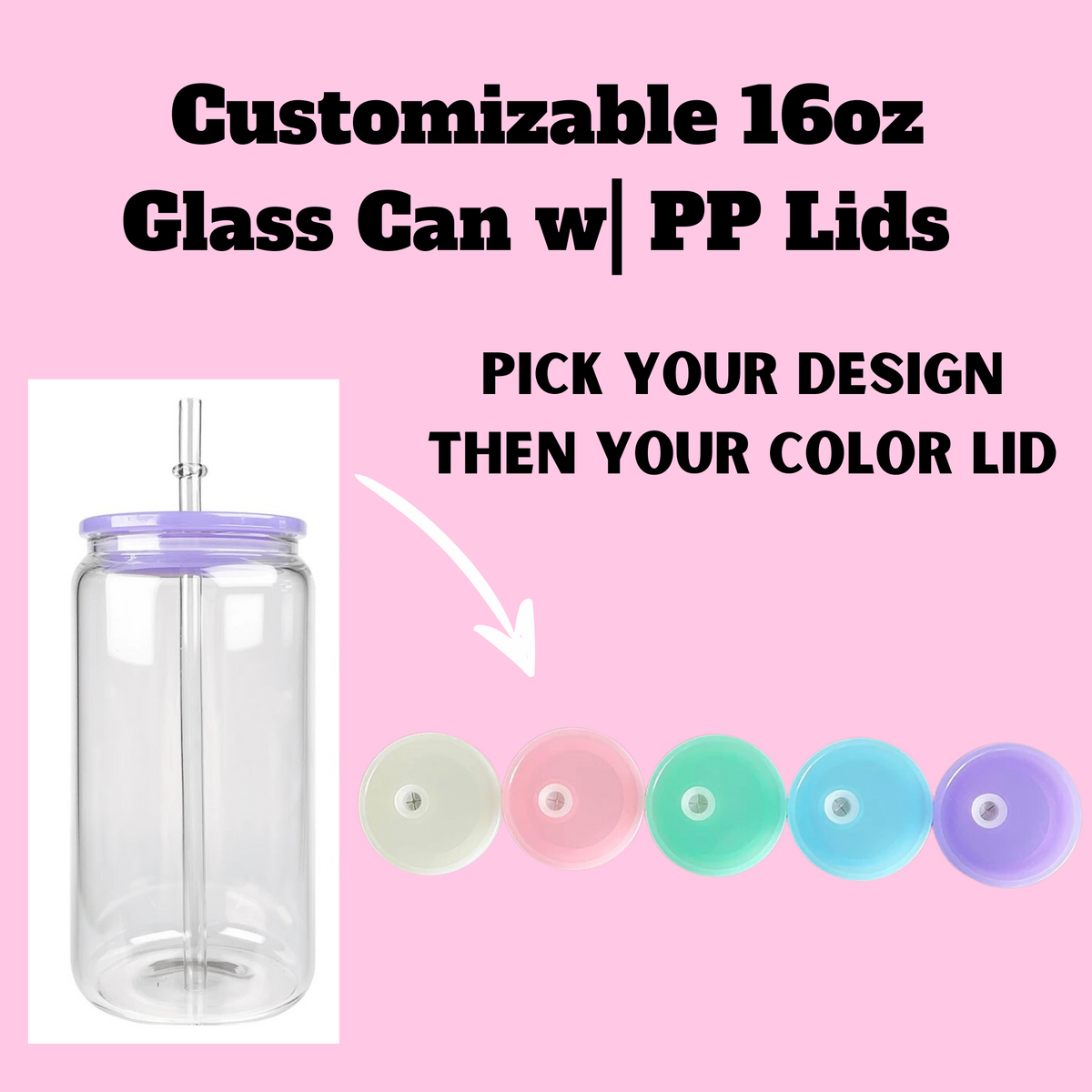 Custom Glass 16 oz with PP Lids