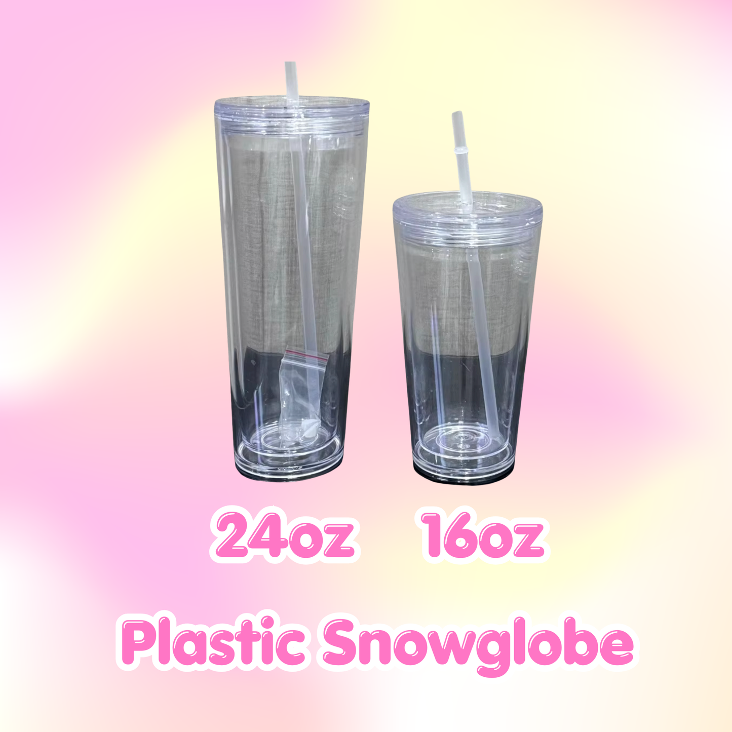 Customize 16 oz or 24 oz Snowglobe Plastic Cup